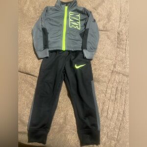 Nike Kids Gray and Black neon green Tracksuit 2t